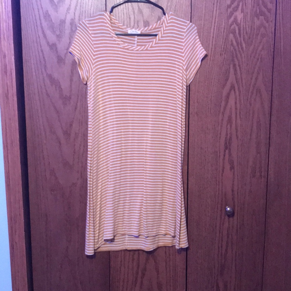 yellow & white striped dress